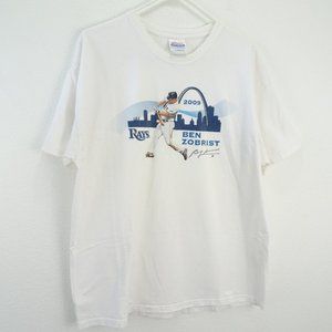 Rays 2009 Ben Zobrist White Tee XL